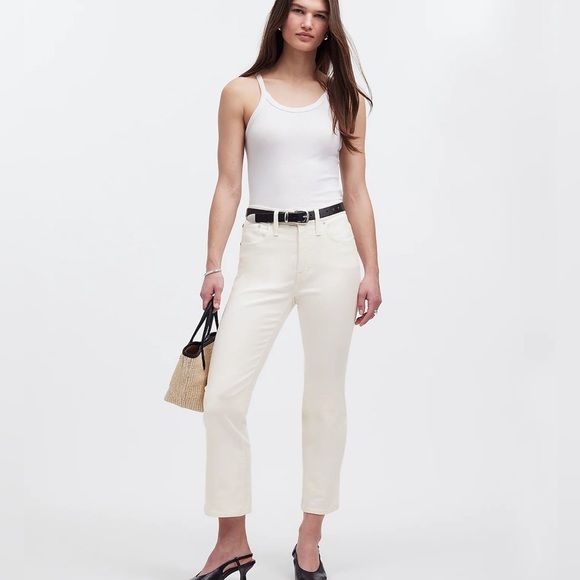 Madewell Petite Kick Out White Crop Jeans Size 26P - Picture 1 of 6